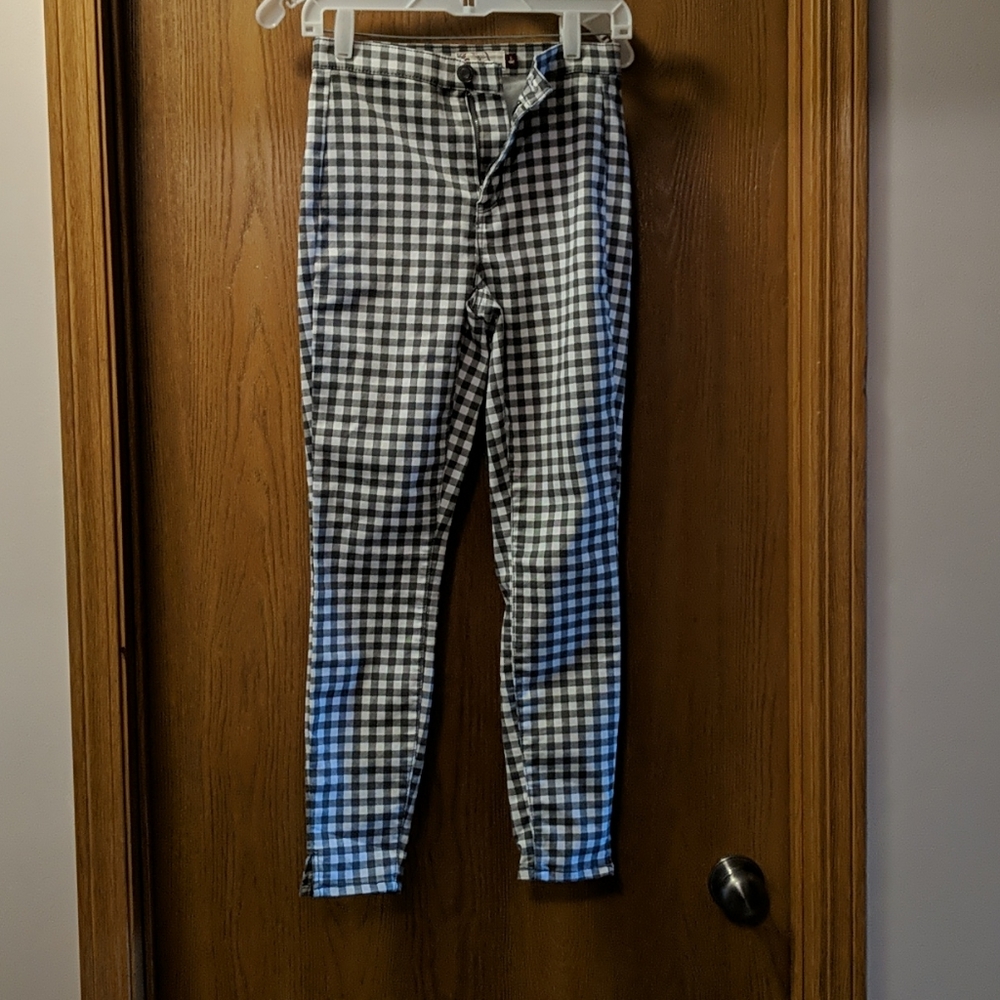SO black and white checkered pants
